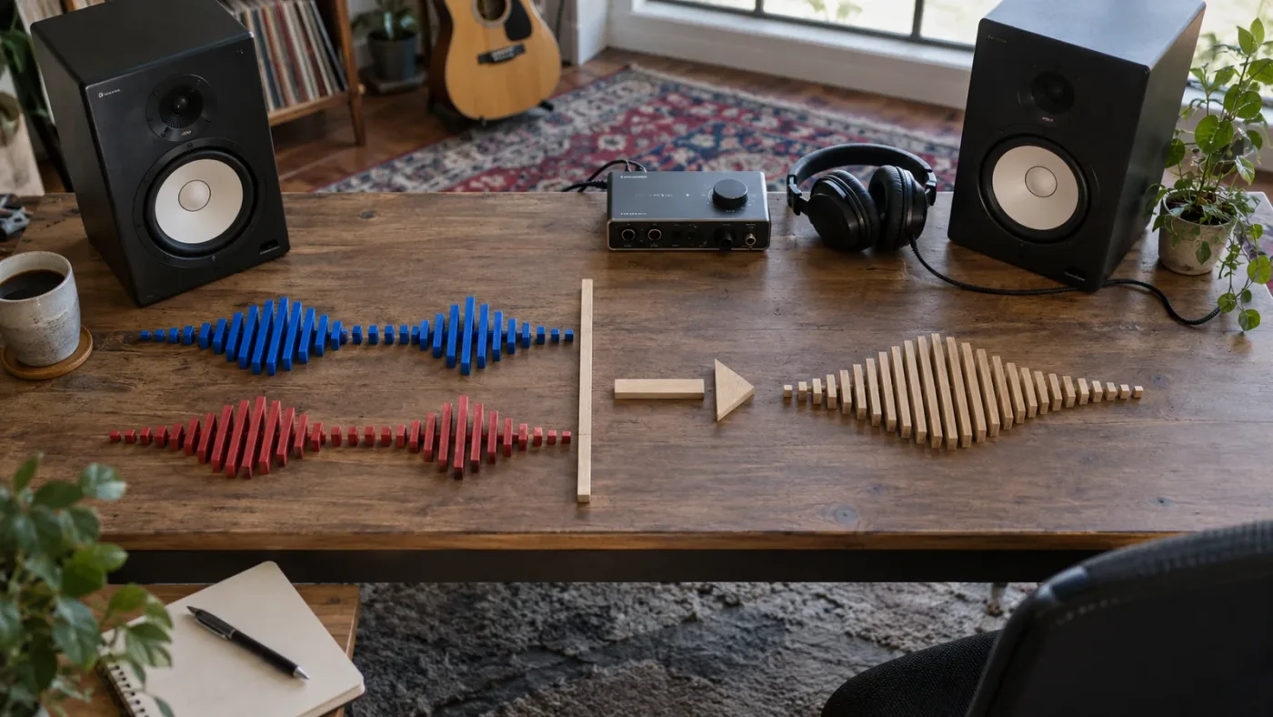 Illustration of Resolve version differences for mono audio on a stereo track