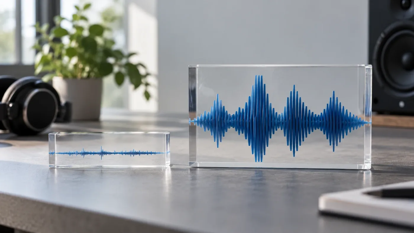 Illustration of a small waveform becoming easier to see after track resizing and waveform zoom