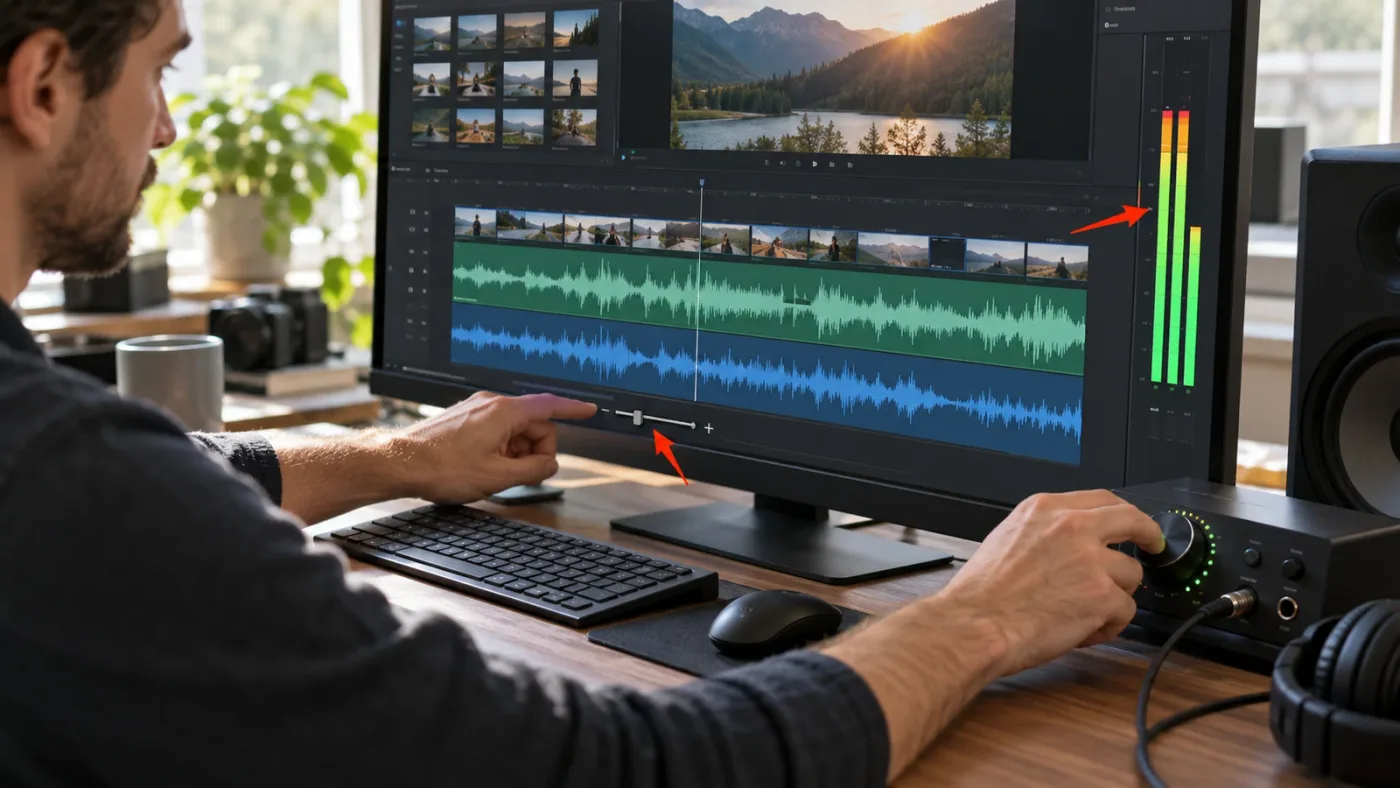 Illustration distinguishing waveform display zoom from audio gain
