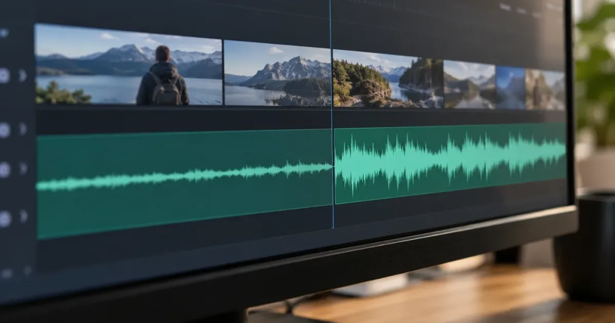 Illustration of DaVinci Resolve audio waveforms using more of a track lane