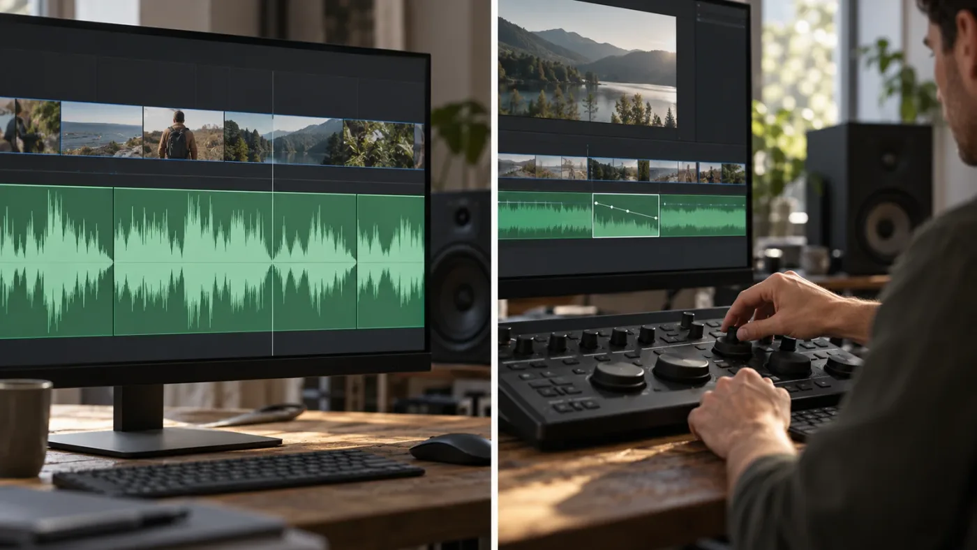Illustration of choosing waveform zoom for visibility and normalization for level changes
