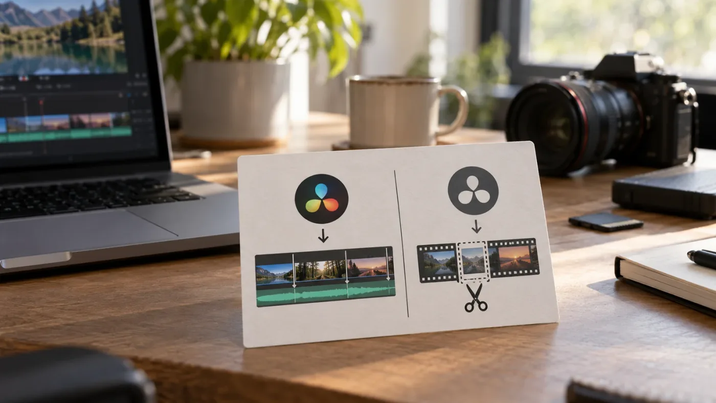 Illustration of the Resolve Studio timeline option and Media page alternative