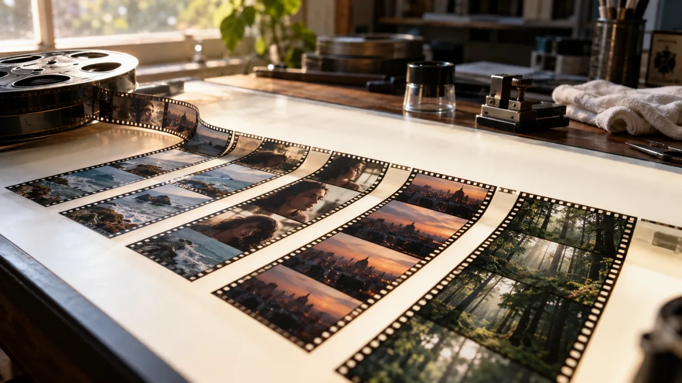 Illustration of one finished video divided into separate scene clips