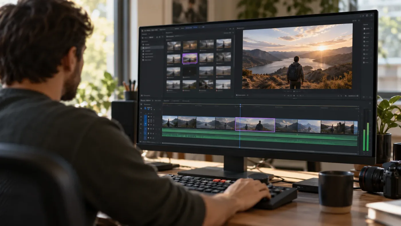 Illustration of a DaVinci Resolve source clip label appearing in the Media Pool and timeline