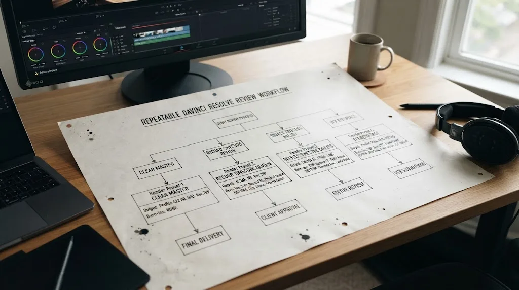 Illustration of repeatable DaVinci Resolve review render presets