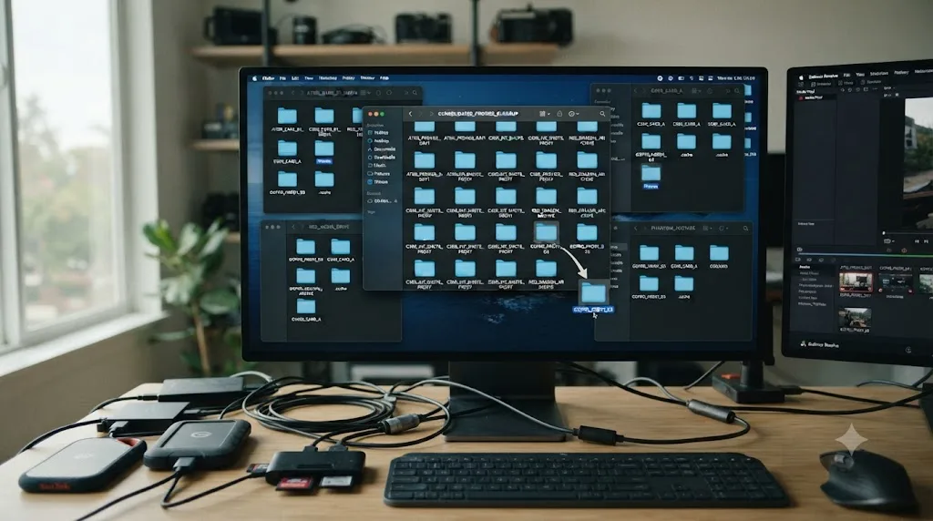 Illustration of DaVinci Resolve's Gallery still frames and Fusion node disk cache shown side by side
