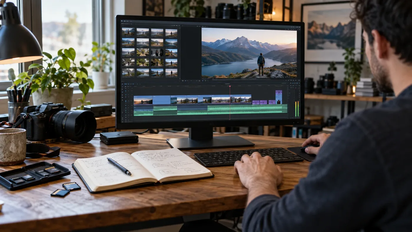 Illustration of consulting documentation and source metadata while changing Resolve clip attributes