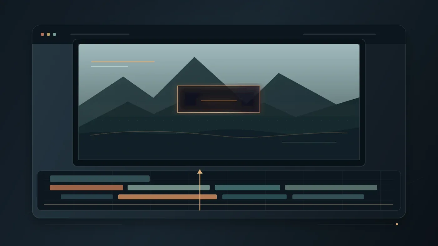 Illustration of a DaVinci Resolve title clip arranged above an opening video shot
