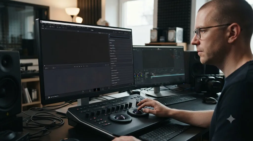 Illustration of DaVinci Resolve's color page settings with no built-in colorblind simulation mode present