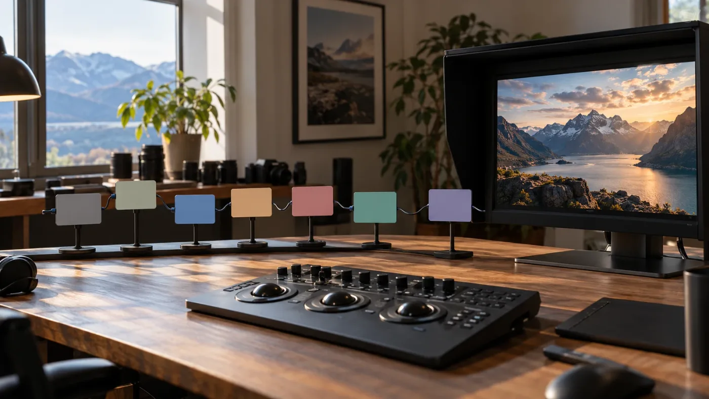 Illustration of a clear DaVinci Resolve node workflow for balance, look development, and finishing.