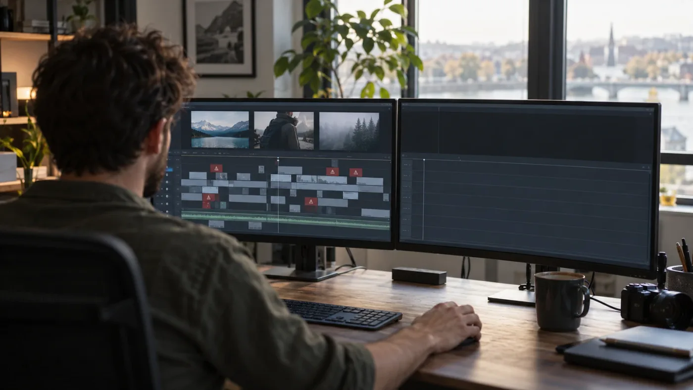 Illustration comparing offline media clips with an empty compound timeline