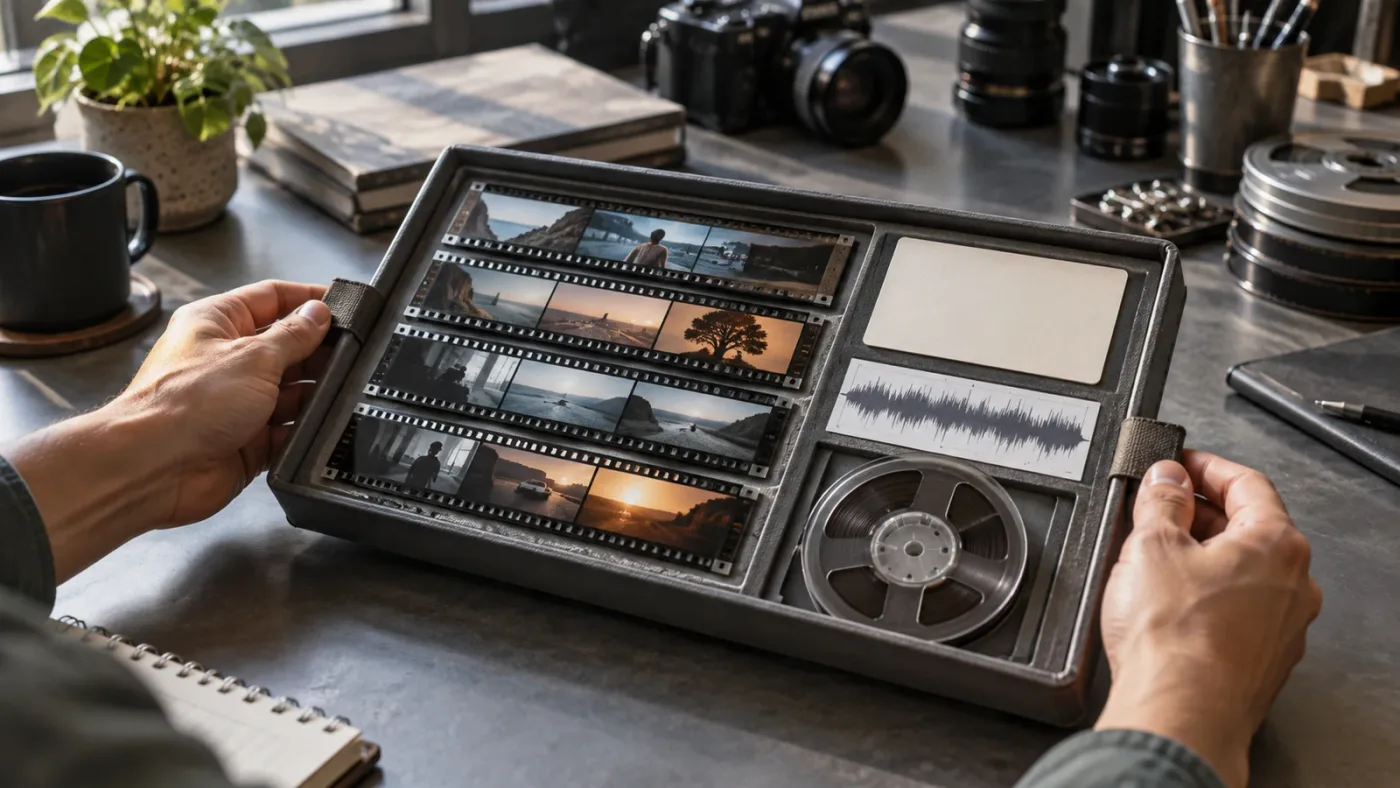 Illustration of a Compound Clip packaging an edited sequence in DaVinci Resolve