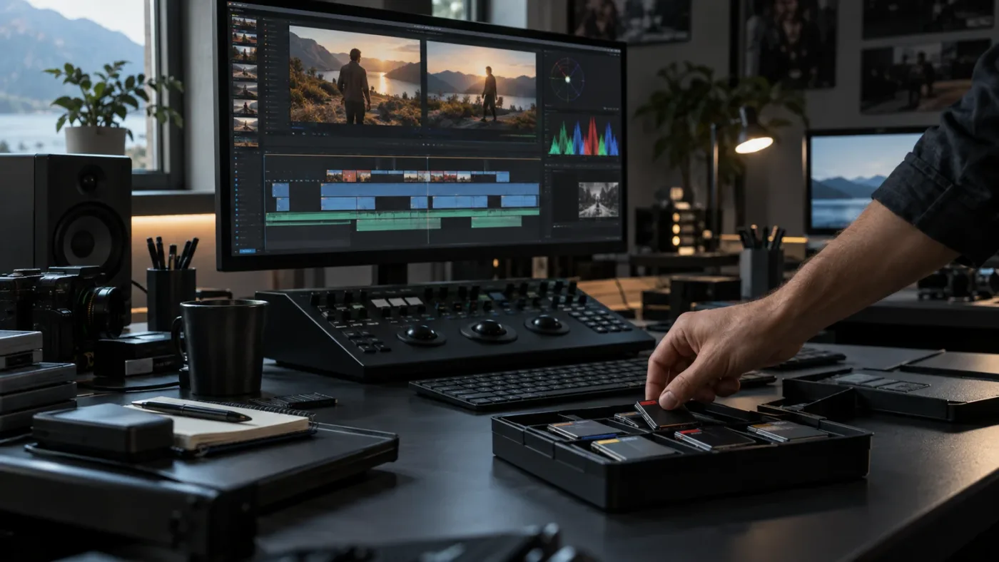 Illustration of a confirmed and locked Media Pool source match in DaVinci Resolve