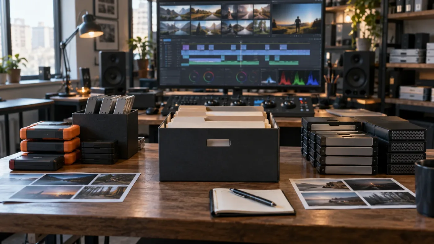 Illustration of proxy and camera-original media organized for a Resolve conform