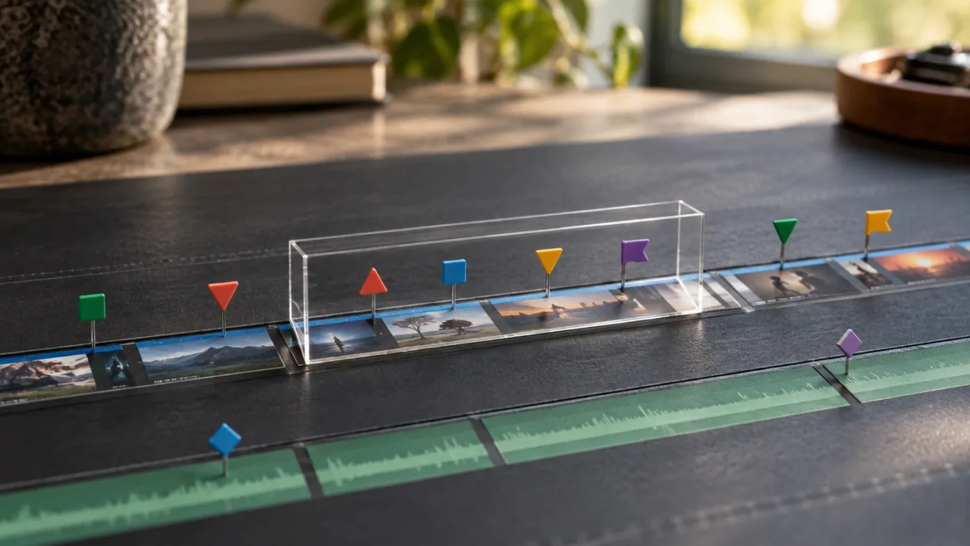 Illustration of a careful boundary-box selection around timeline markers.