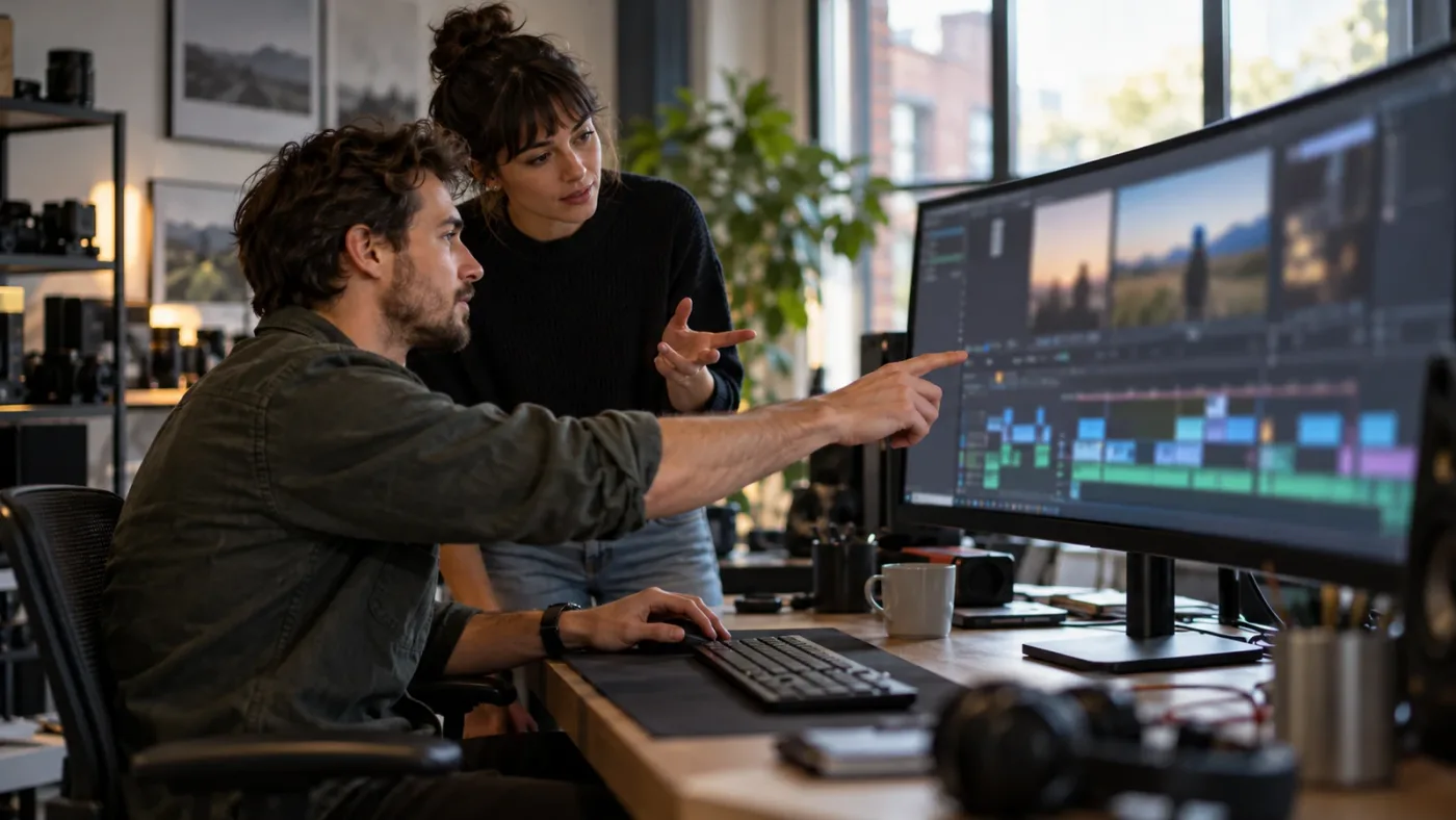 Illustration of an editor locating a marker control with on-screen guidance.