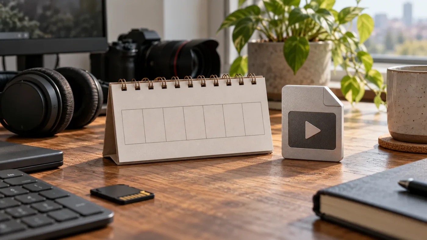 Illustration of a flexible first-week DaVinci Resolve practice plan ending with a finished video