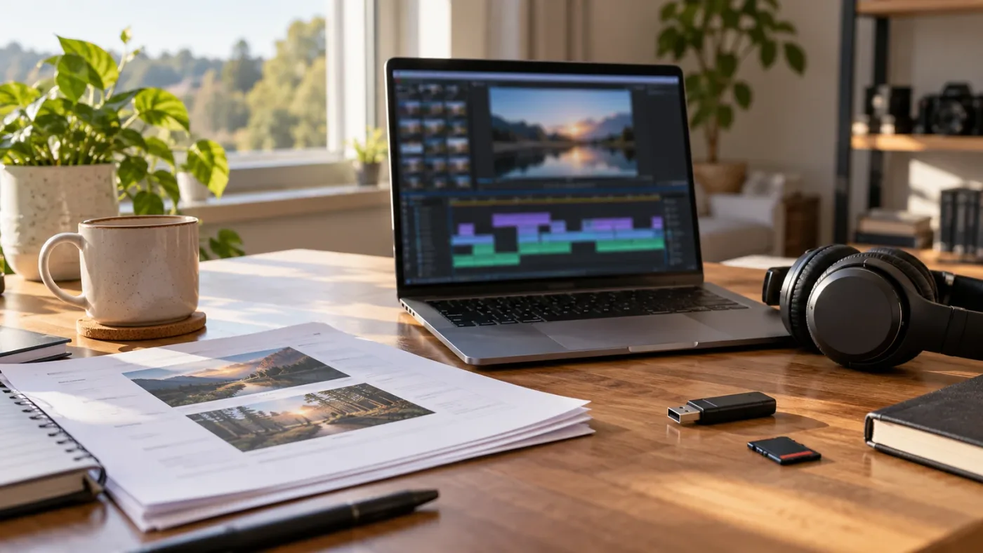 Illustration of DaVinci Resolve training materials and practice files