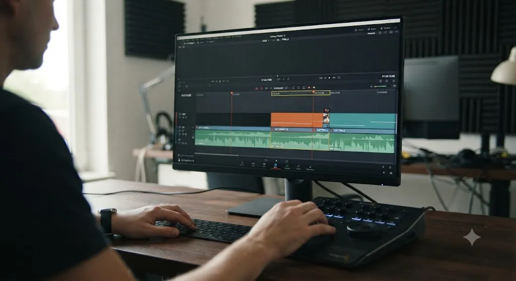 Illustration comparing an unselected DaVinci Resolve edit point where JKL only plays back to a selected one where JKL trims