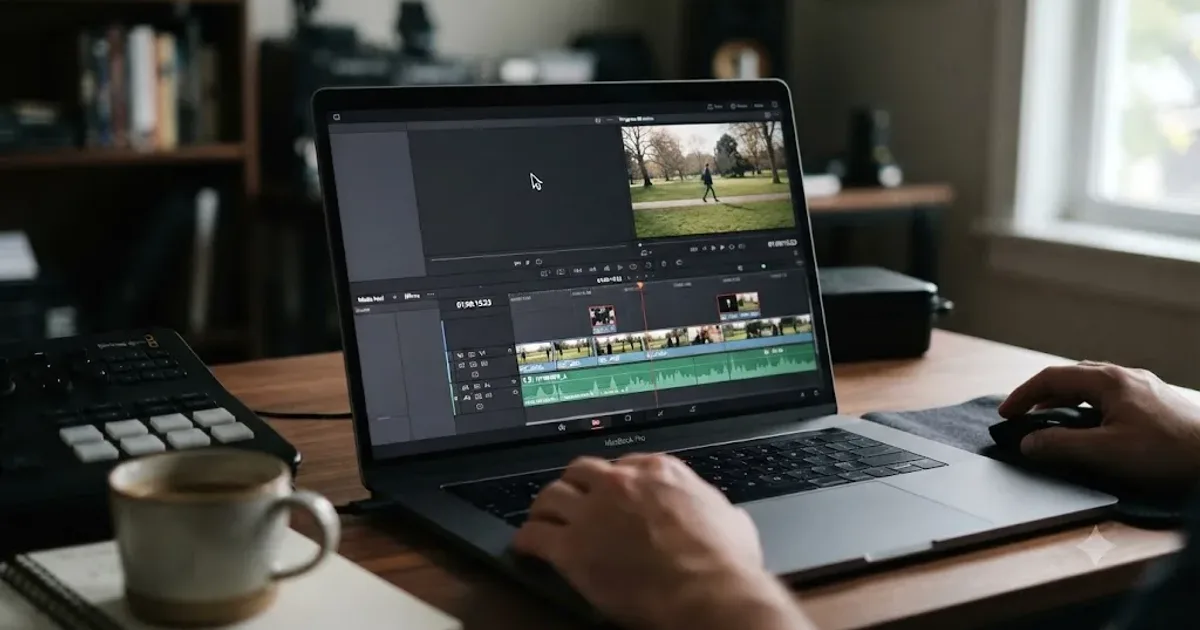 Illustration of a DaVinci Resolve Edit page with an empty strip where the toolbar should be