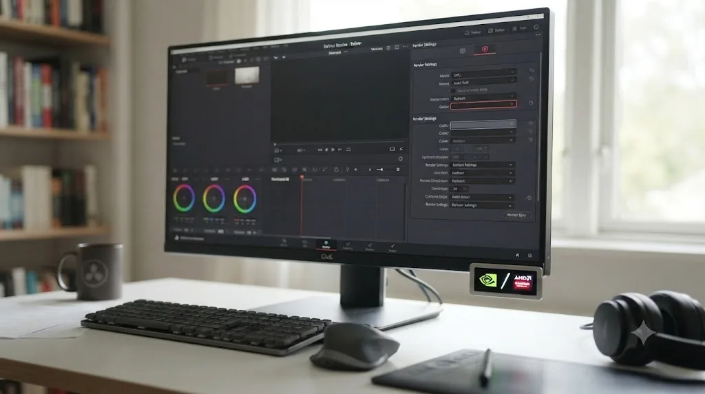 Illustration of a DaVinci Resolve Codec dropdown left blank after a project moved between different GPU vendors