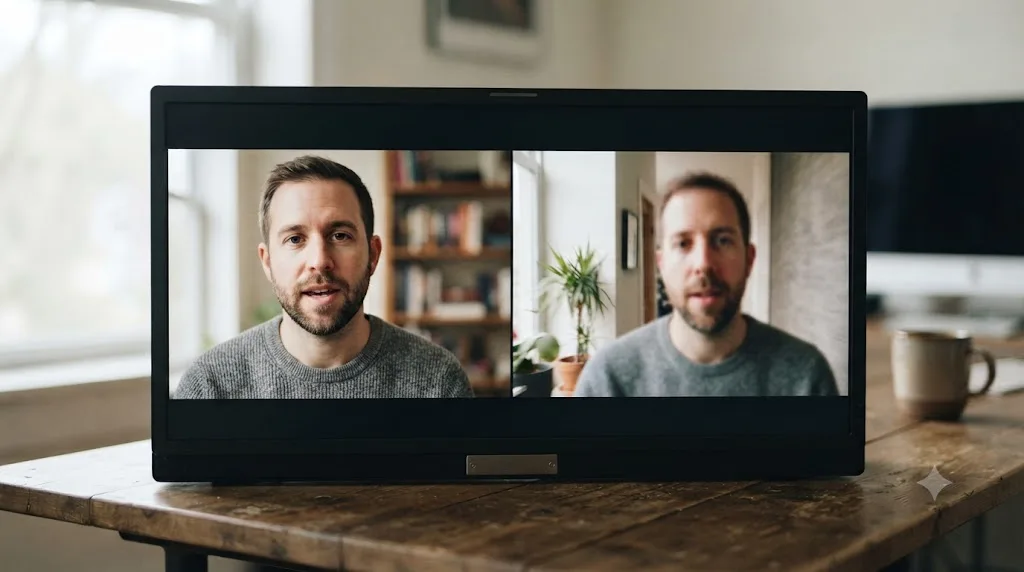 Illustration comparing a video frame exported at 1080p and 720p resolution at a matched low bitrate