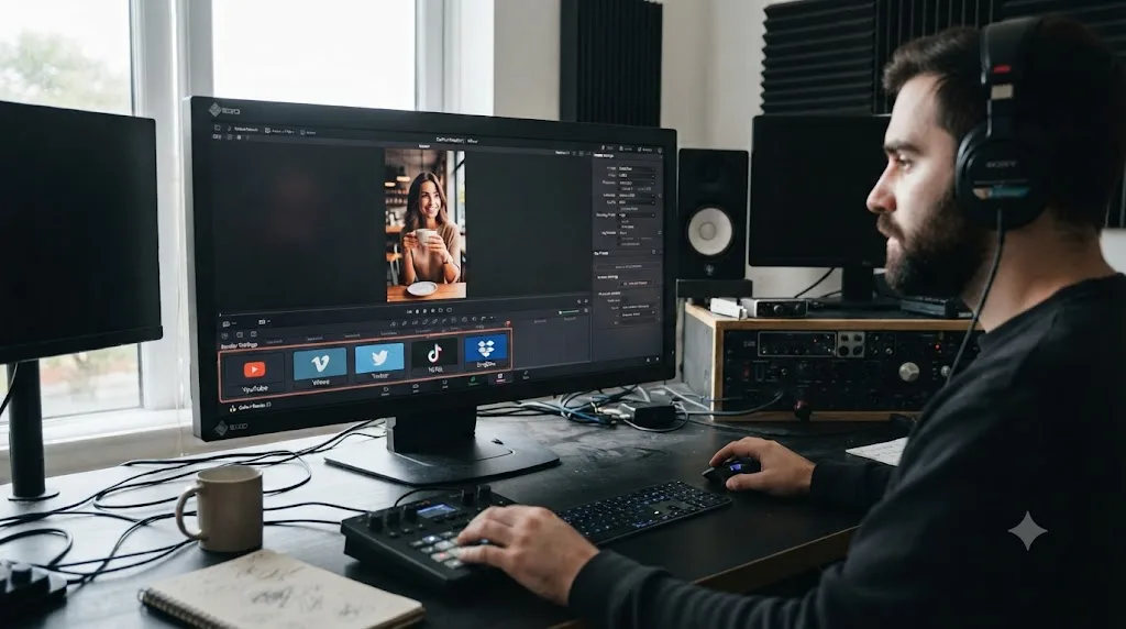 Illustration of the DaVinci Resolve preset strip showing built-in presets with no Threads preset among them