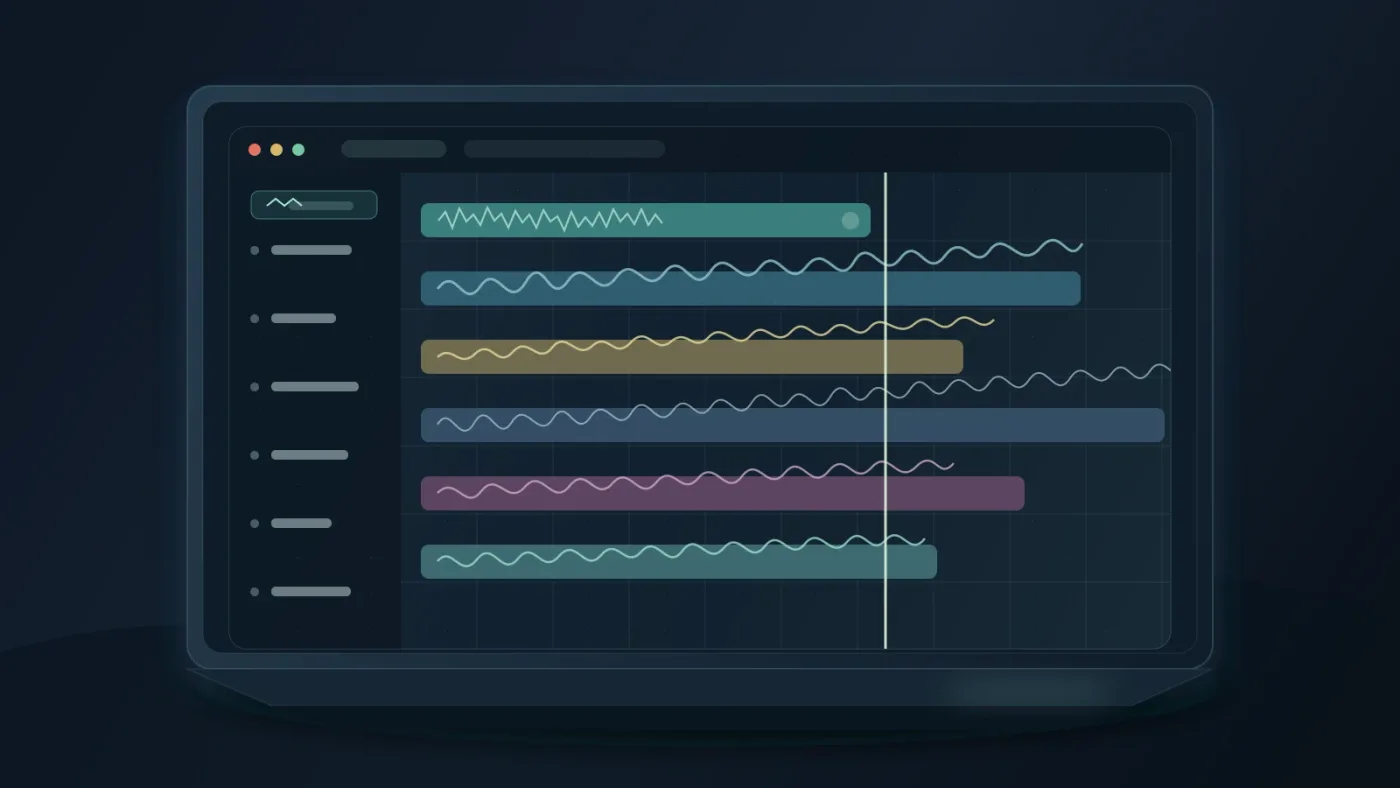 Illustration of organized Fairlight audio folders for comparing mood-based music
