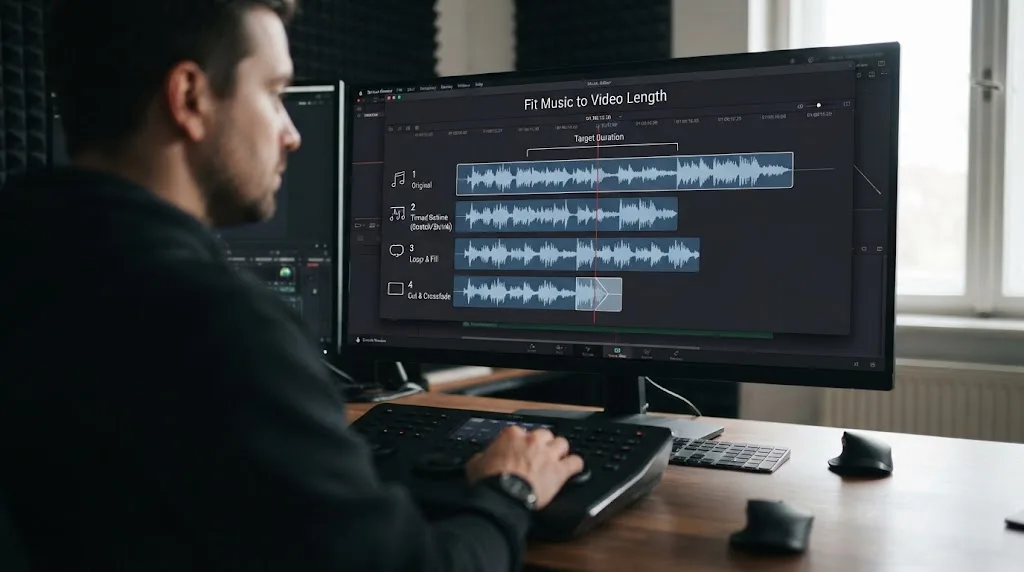 Illustration of four music edit options matching a target video duration