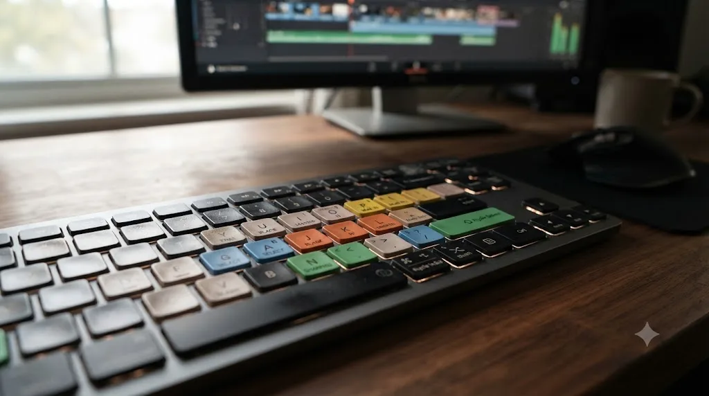 Illustration of the essential DaVinci Resolve keyboard shortcuts for beginners