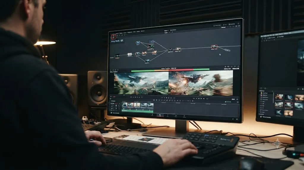 Illustration of Fusion processing at full timeline resolution while Timeline Proxy Mode stays untouched