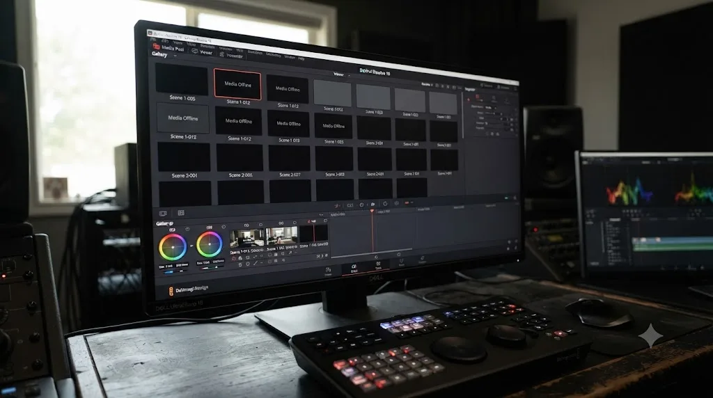 Illustration of DaVinci Resolve gallery stills turning black after reopening with a changed drive order