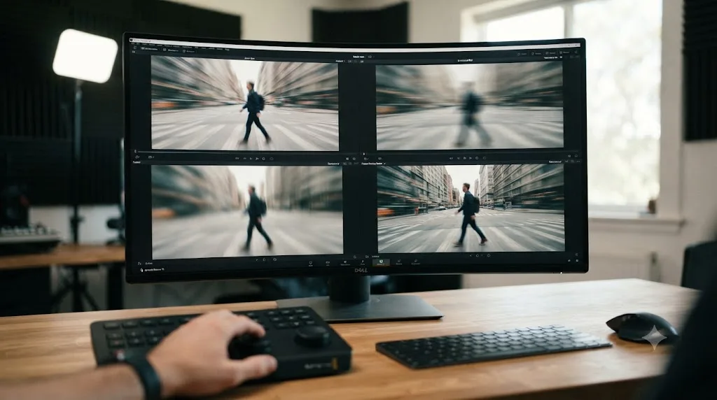 Illustration comparing four different blur methods applied to a DaVinci Resolve zoom transition