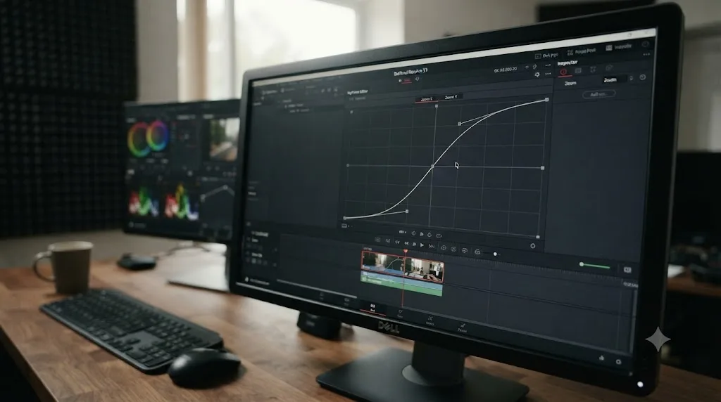 Illustration of the DaVinci Resolve 21 Bezier curve editor fine-tuning a Zoom keyframe's ease shape