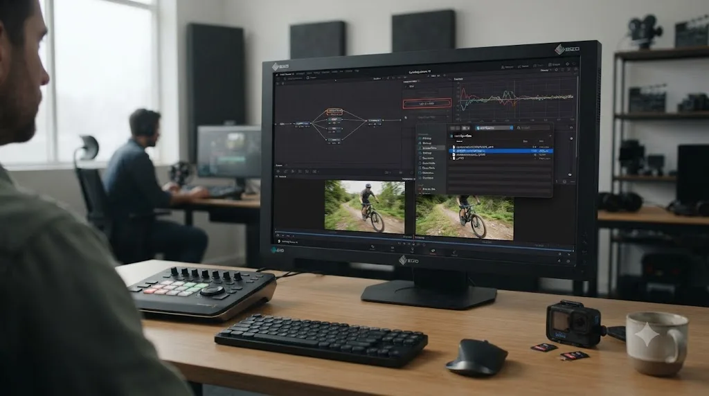 Illustration of gyro telemetry data being loaded into the Gyroflow OpenFX plugin inside DaVinci Resolve