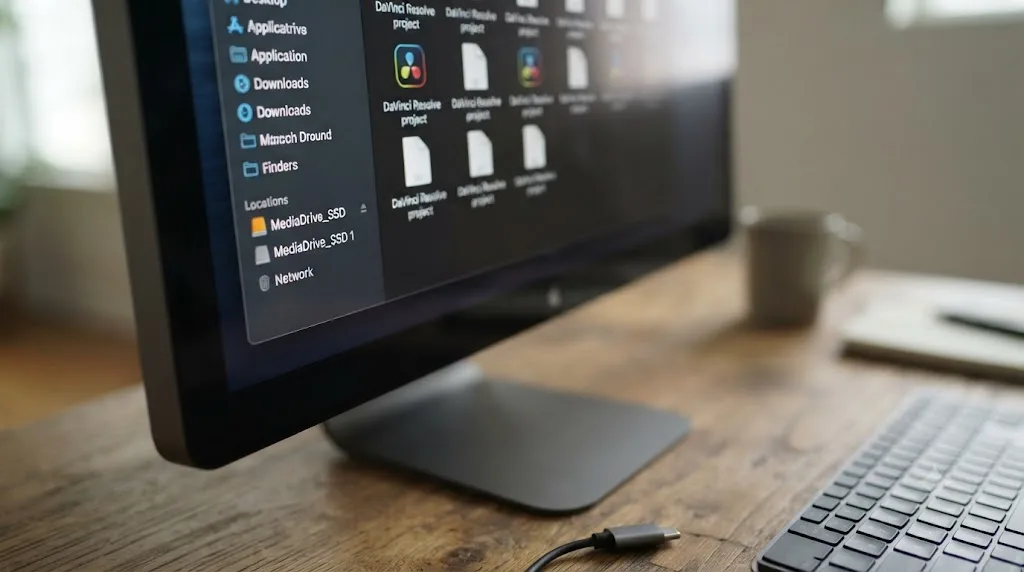 Illustration of a macOS Finder sidebar showing a duplicate external drive mount point after an unclean disconnect