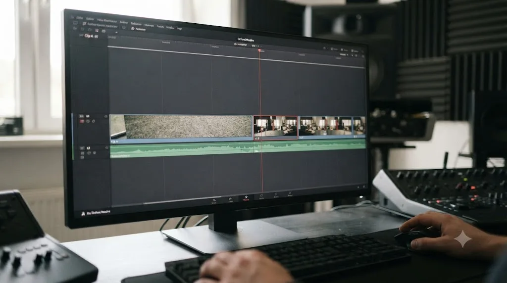 Illustration of a DaVinci Resolve clip segment pulling extra frames from beyond its original edges after reversing