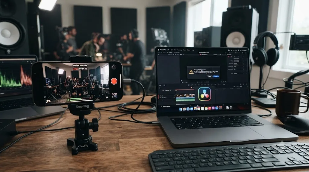 Illustration of a worked example correcting iPhone Log footage and matching it against mirrorless camera footage in DaVinci Resolve