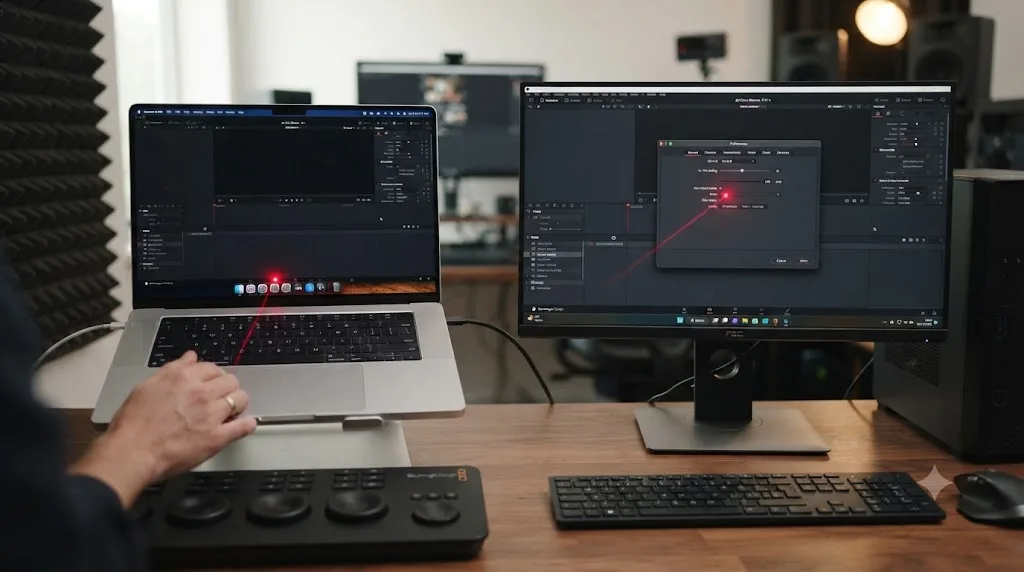 Illustration comparing a Windows PC with an in-app UI scaling slider to a Mac without one, pointing to system display settings instead