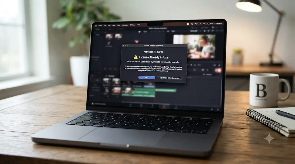 Illustration of a seven-day countdown calendar next to a locked DaVinci Resolve activation icon
