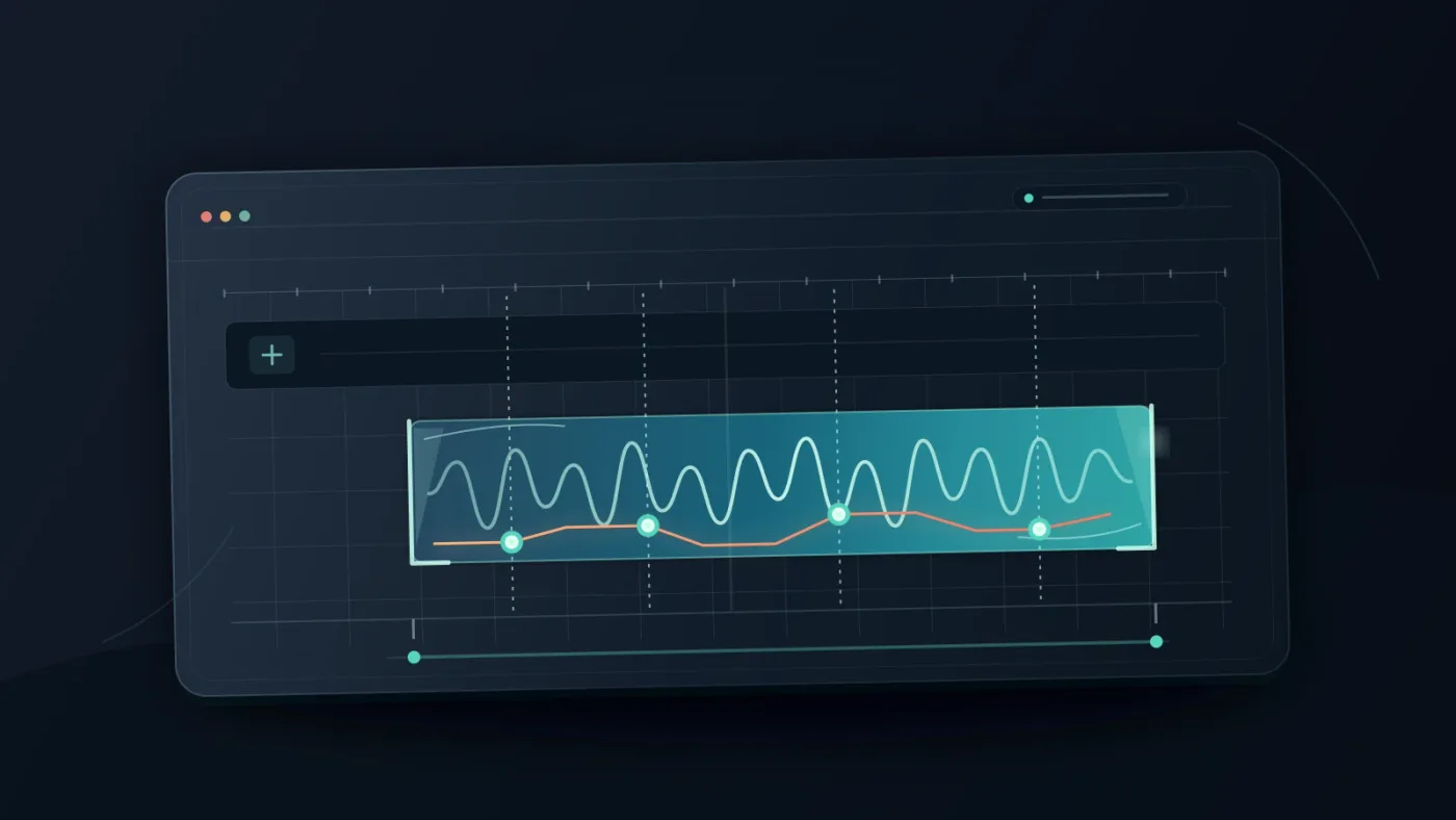 Illustration of a music bed with fades and volume keyframes
