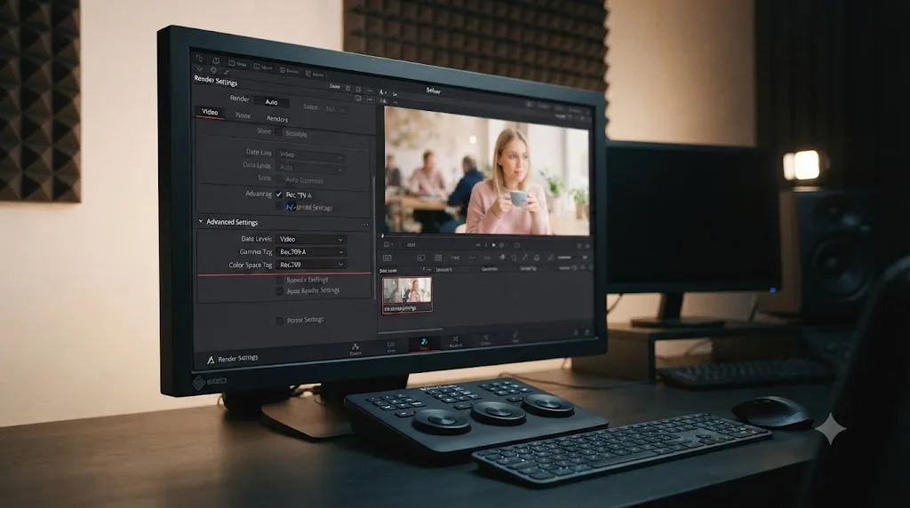 Illustration of the DaVinci Resolve Deliver page export settings for checking a pastel color grade