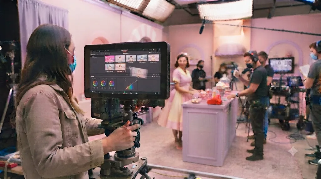 Illustration of a saved pastel color grade stored in a DaVinci Resolve PowerGrade album