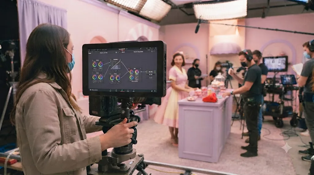 Illustration of a labeled node chain for a complete pastel color grade in DaVinci Resolve