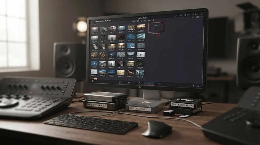 Illustration of DaVinci Resolve media remaining after a timeline is deleted