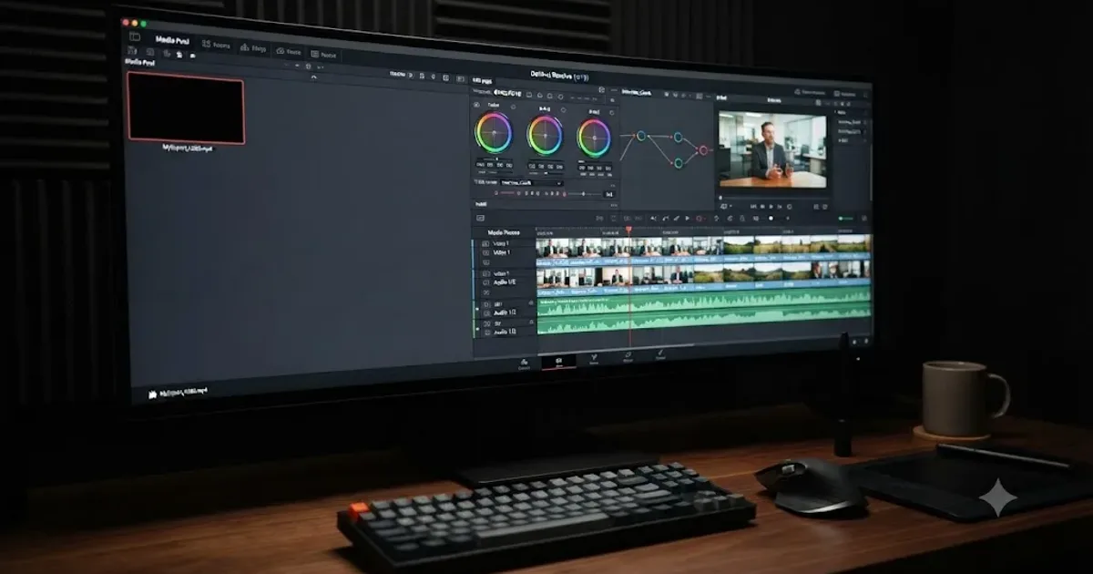 Illustration of a DaVinci Resolve clip with a missing retime curve and a magnifying glass pointing toward the Keyframes panel
