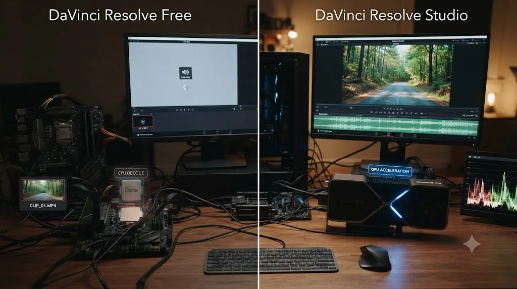 Illustration comparing DaVinci Resolve's old combined track selector icon to the redesigned Sync Lock and Auto Track Selector icons introduced in version 20.2