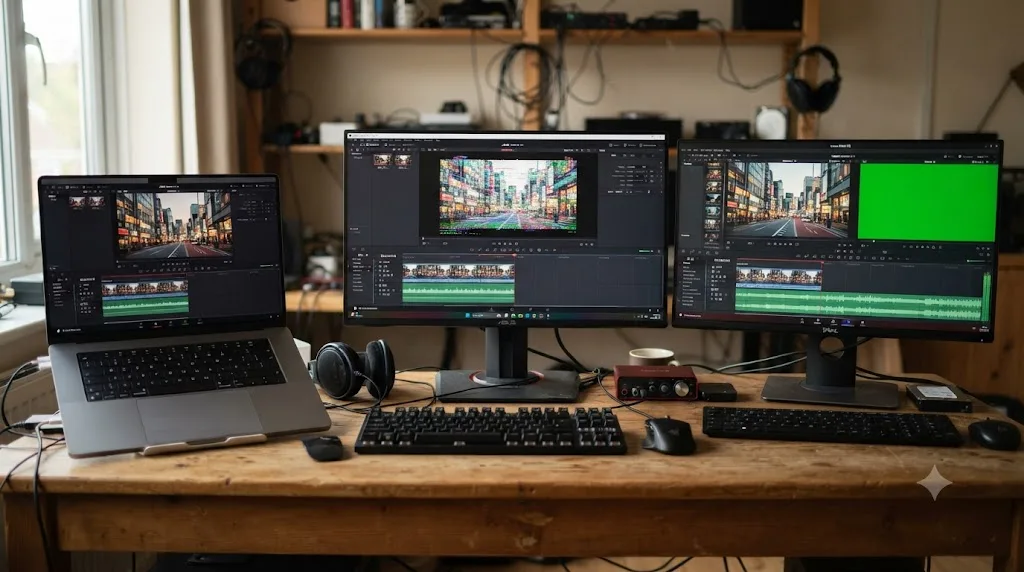 Illustration of a DaVinci Resolve interface with an on-screen assistant pointing at a specific control