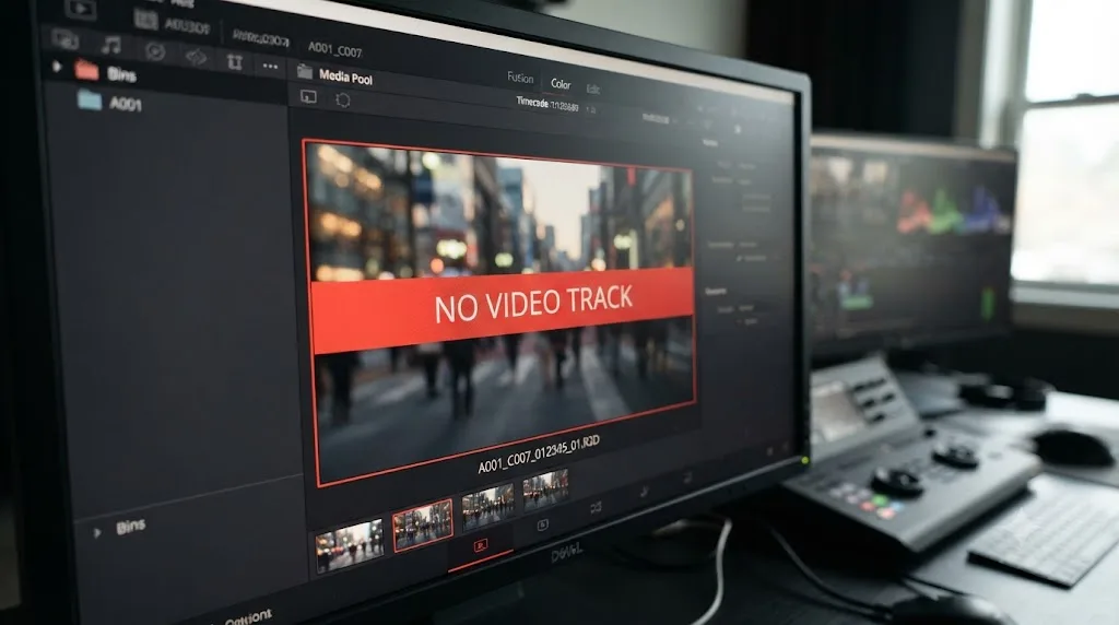 Illustration of a diagram separating DaVinci Resolve's media offline, unsupported format, and no video track errors