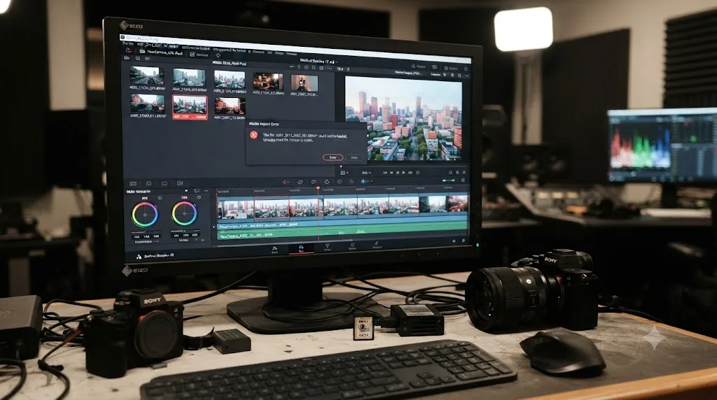 Illustration of a newer camera's RAW file being rejected by an outdated DaVinci Resolve build
